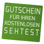 gs_sehtest Gutschein für Ihren kostenlosen Sehtest auf grünem Hintergrund